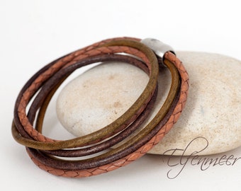 Leather bracelet / stainless steel clasp, 41 cm