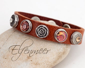 22 cm leather bracelet with 5 mini press studs