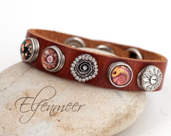 24 cm leather bracelet with 5 mini press studs