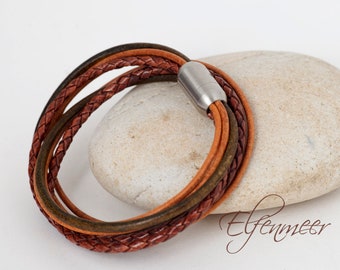 Leather bracelet / stainless steel clasp, 40 cm