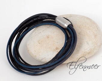 Leather bracelet / stainless steel clasp, 43 cm