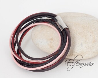 Leather bracelet / stainless steel clasp, 40 cm