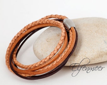 Leather bracelet / stainless steel clasp, 41 cm