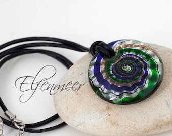 Glass pendant with leather strap