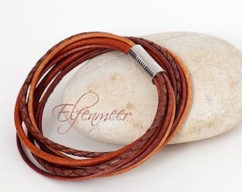 Leather bracelet / stainless steel clasp, 44 cm