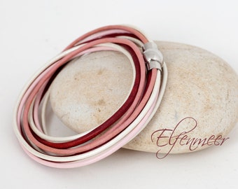 Leather bracelet / stainless steel magnetic clasp, 42 cm