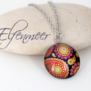 Glascabochon Kette, Edelstahl