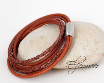 Leather bracelet / stainless steel clasp, 42 cm