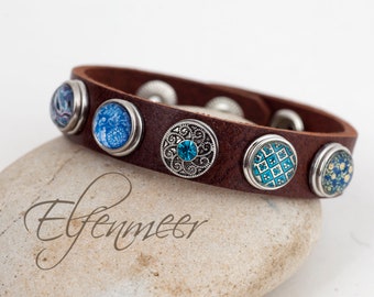 22 cm leather bracelet with 5 mini press studs