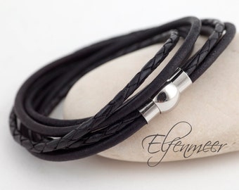 Leather strap / stainless steel clasp, 43 cm, XL