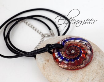 Glass pendant with leather strap