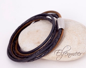 Leather bracelet / stainless steel clasp, 42 cm