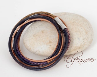 Leather bracelet / stainless steel clasp, 42 cm