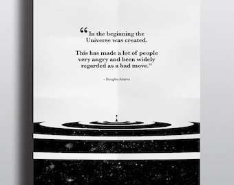 Douglas Adams Quote Poster | The Hitchhiker's Guide to the Galaxy | Typographical Poster