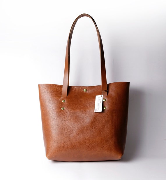 Ultrabag tote bag in Italian vegetable tanned leather Dark | Etsy