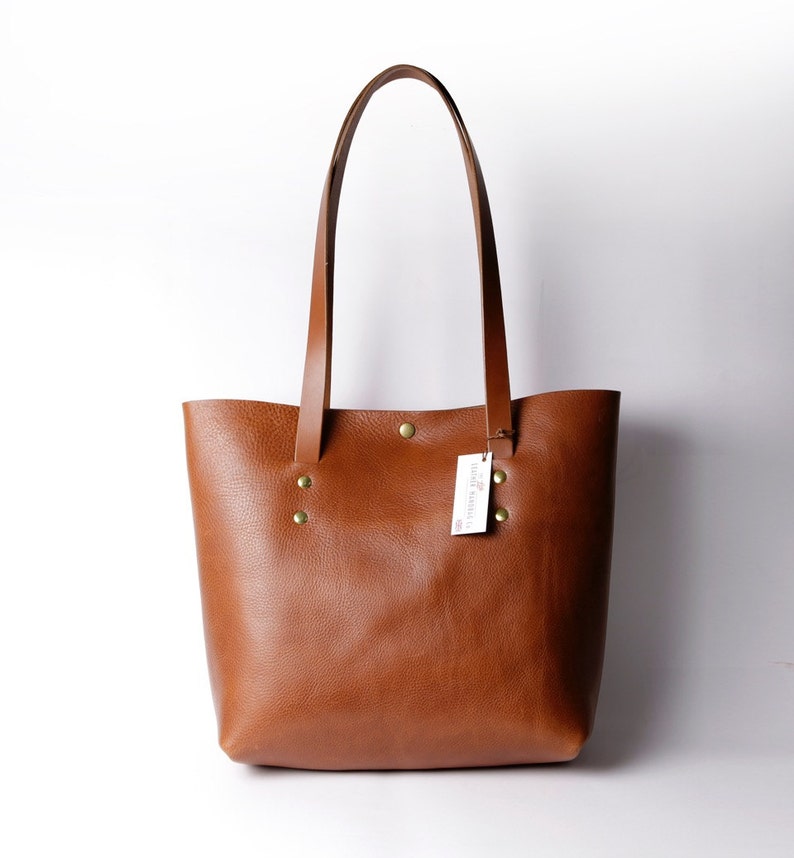 Ultrabag tote bag in Italian vegetable tanned leather Dark Etsy