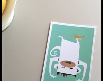 Monkey card, Colourfull image of monkey holding a banana