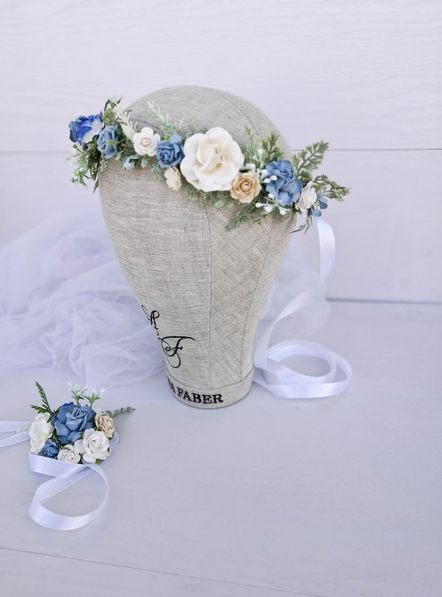 Blue flower headpiece Baby shower ideas Blue flower crown Etsy