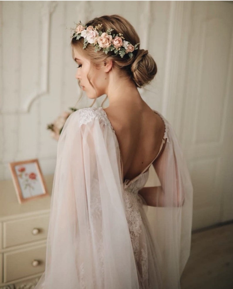 Blush flower crown Wedding flower crown Blush floral crown Etsy