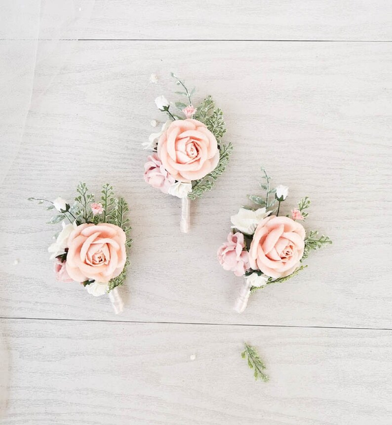 Pale pink wrist corsage blush bridesmaids corsage flower Etsy