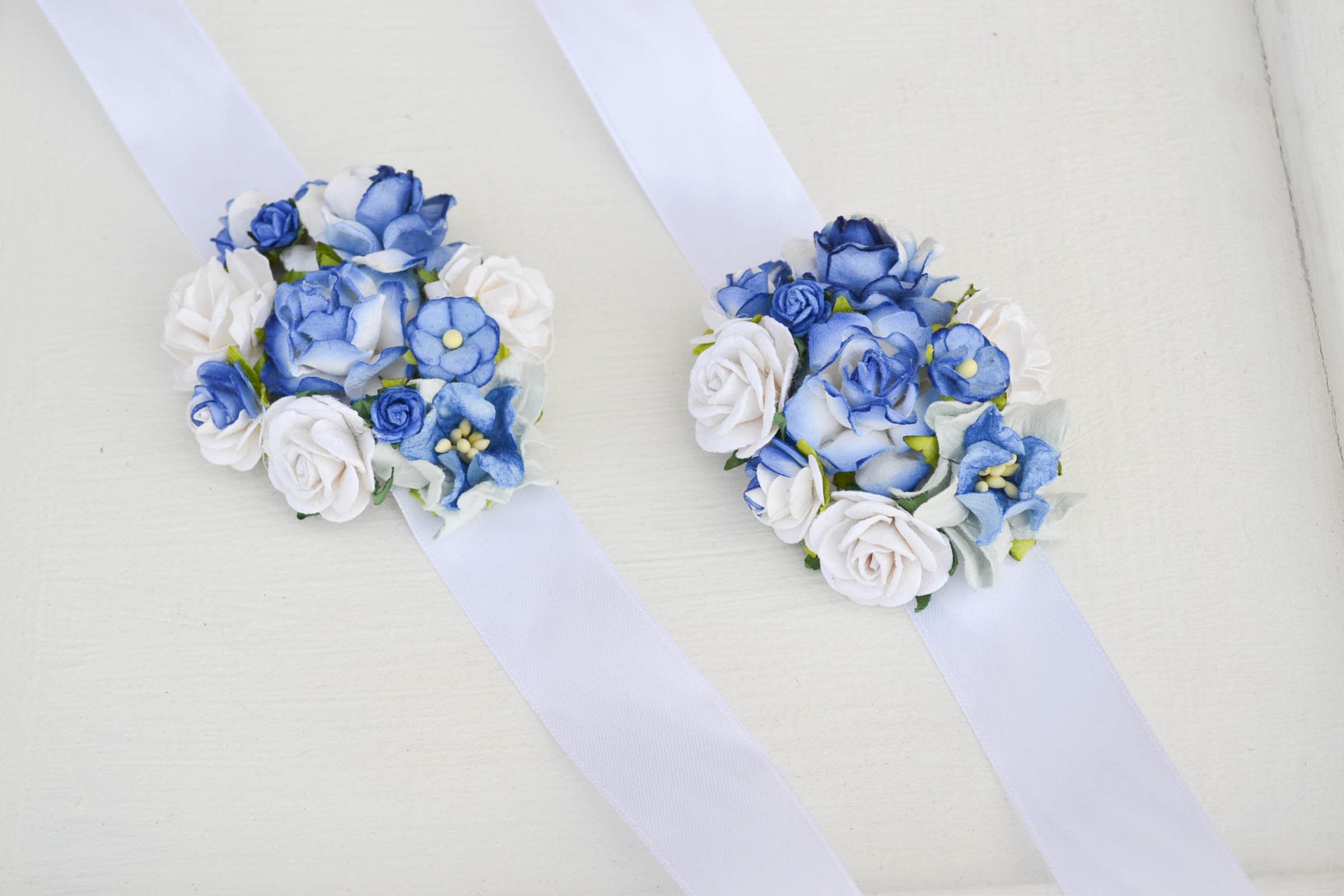 Blue Flower Wrist Corsage Blue Bridesmaid Corsage Wedding | Etsy