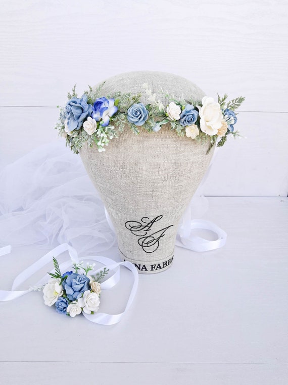 blue flower headpiece