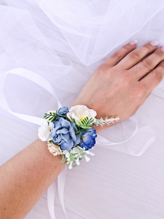 blue flower corsage