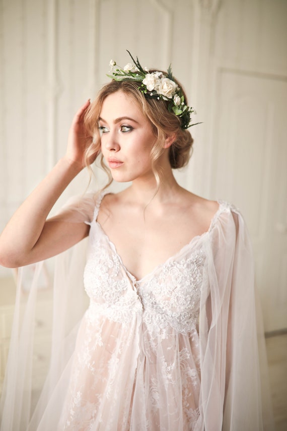 flower crown wedding dress