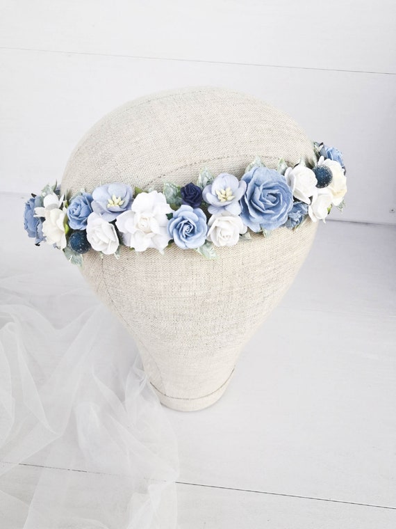 blue floral crown