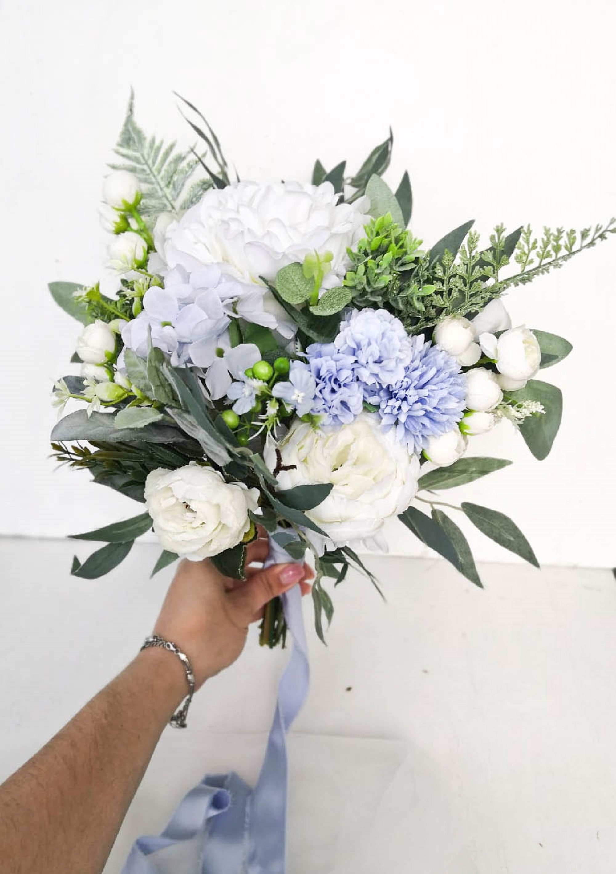 Wedding bouquet Dusty blue bridal bouquet Blue Wedding Etsy