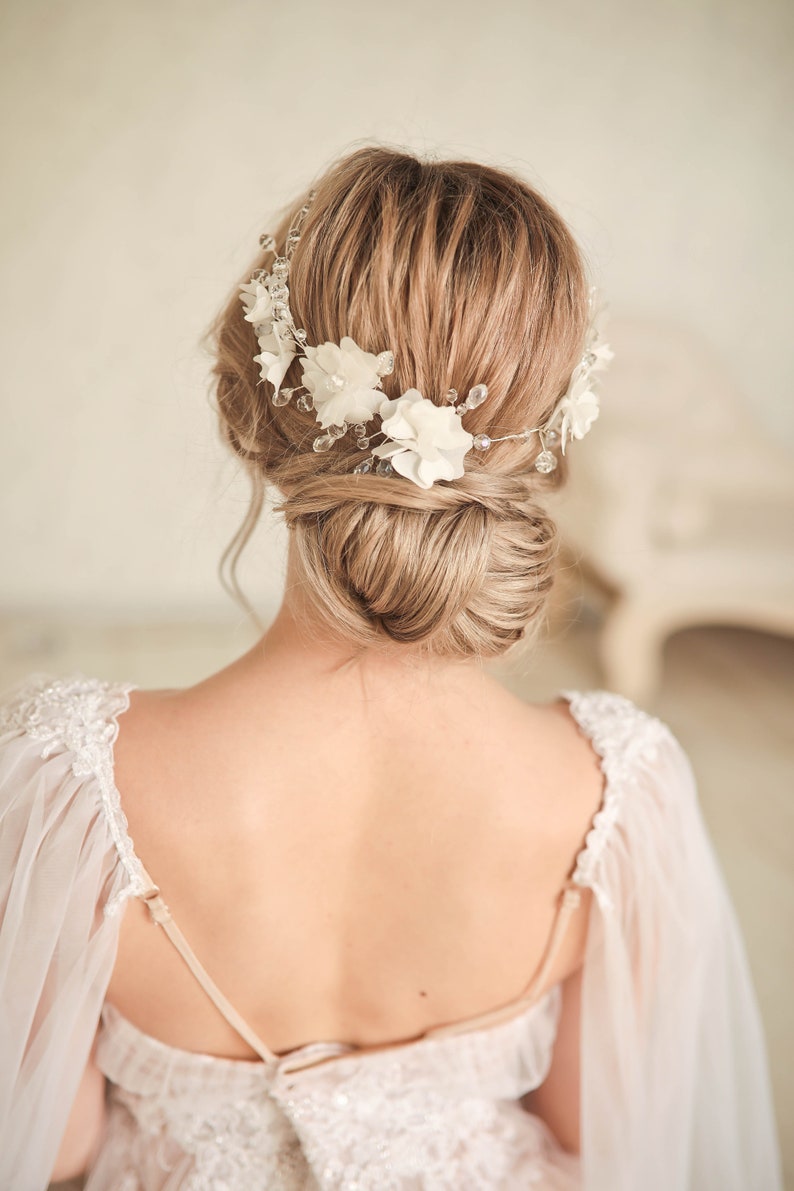 Flower wedding headpiece Bohemian headpiece Silver bridal Etsy