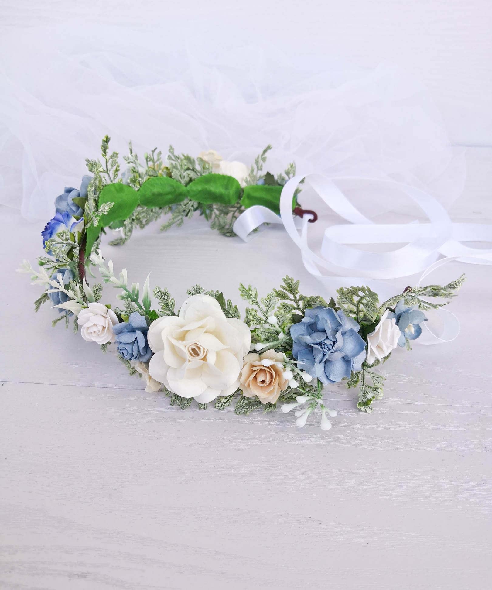 Blue flower headpiece Baby shower ideas Blue flower crown Etsy