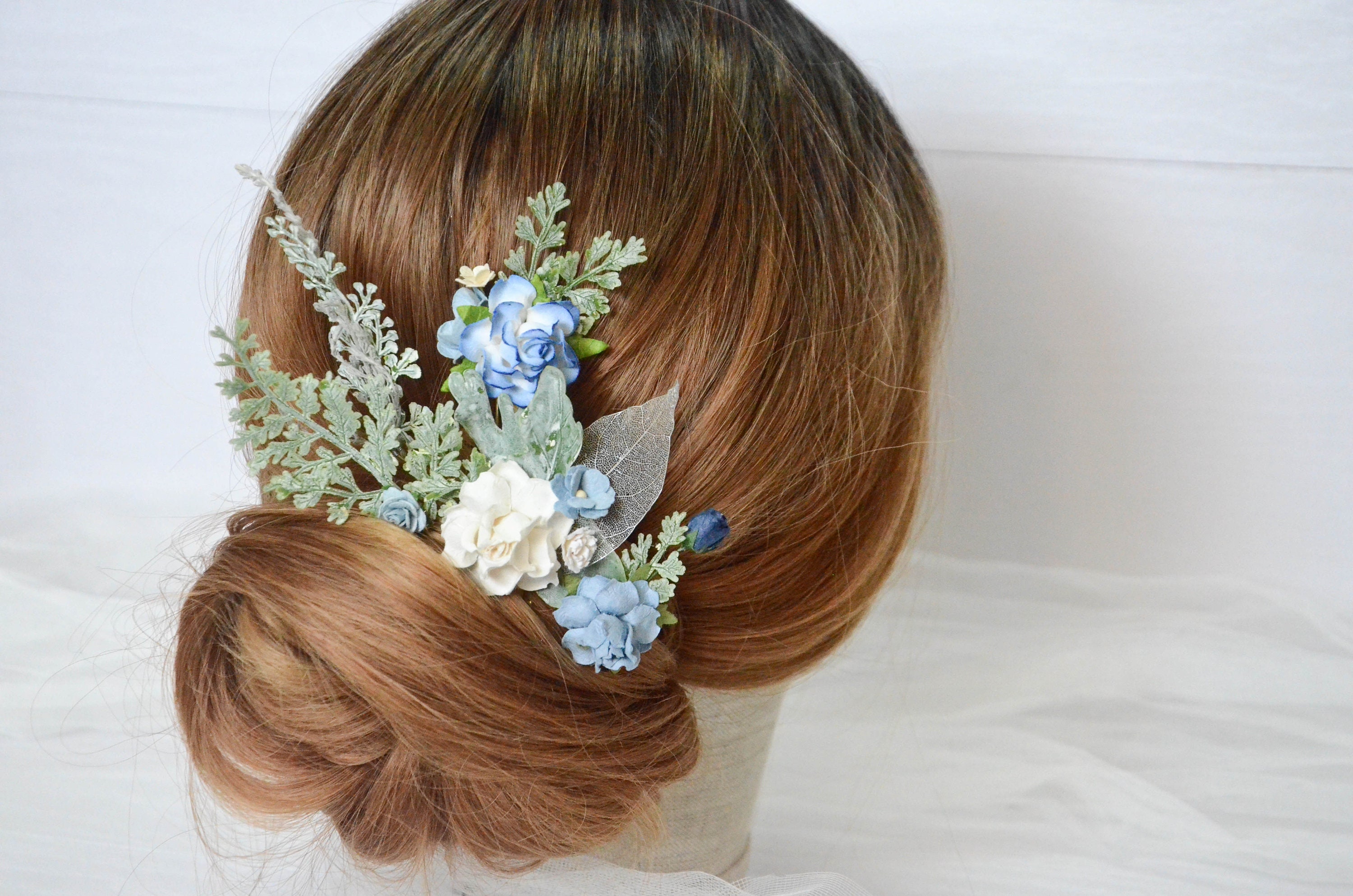 Set of 5 hair pins Blue accessories Bridal hair pin Wedding Etsy
