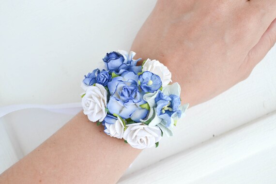 blue flower corsage