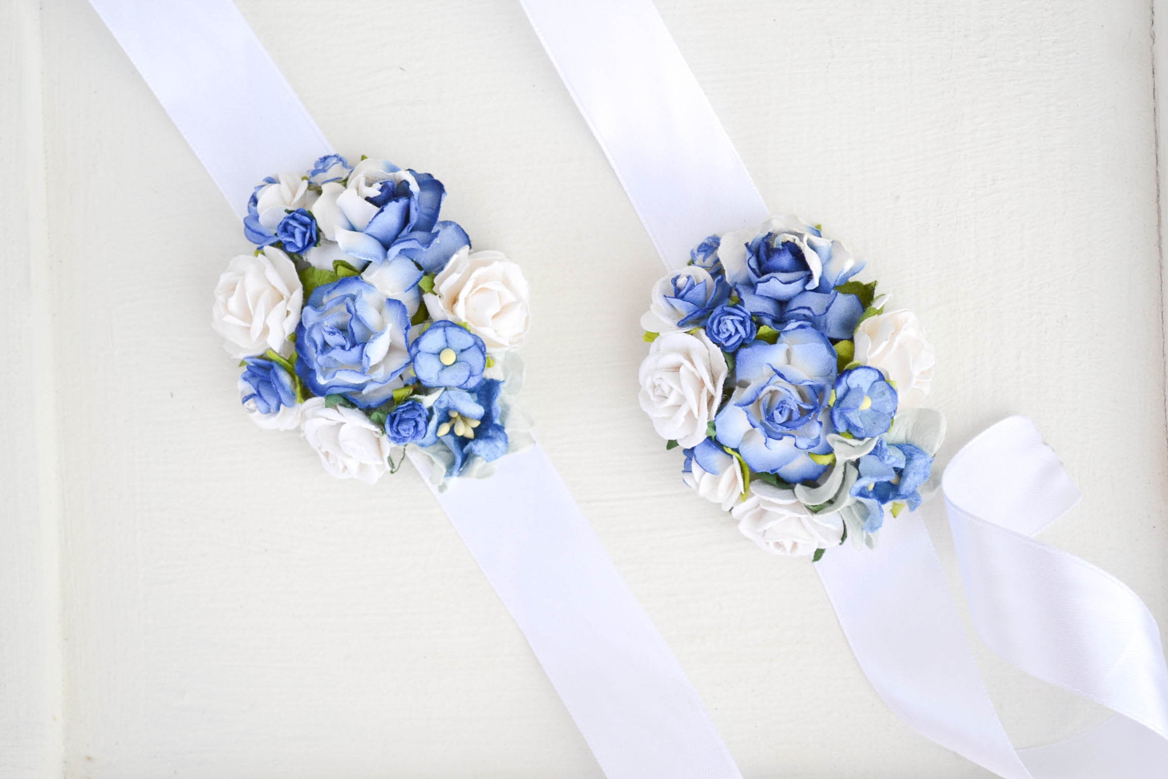Blue Flower Wrist Corsage Blue Bridesmaid Corsage Wedding | Etsy