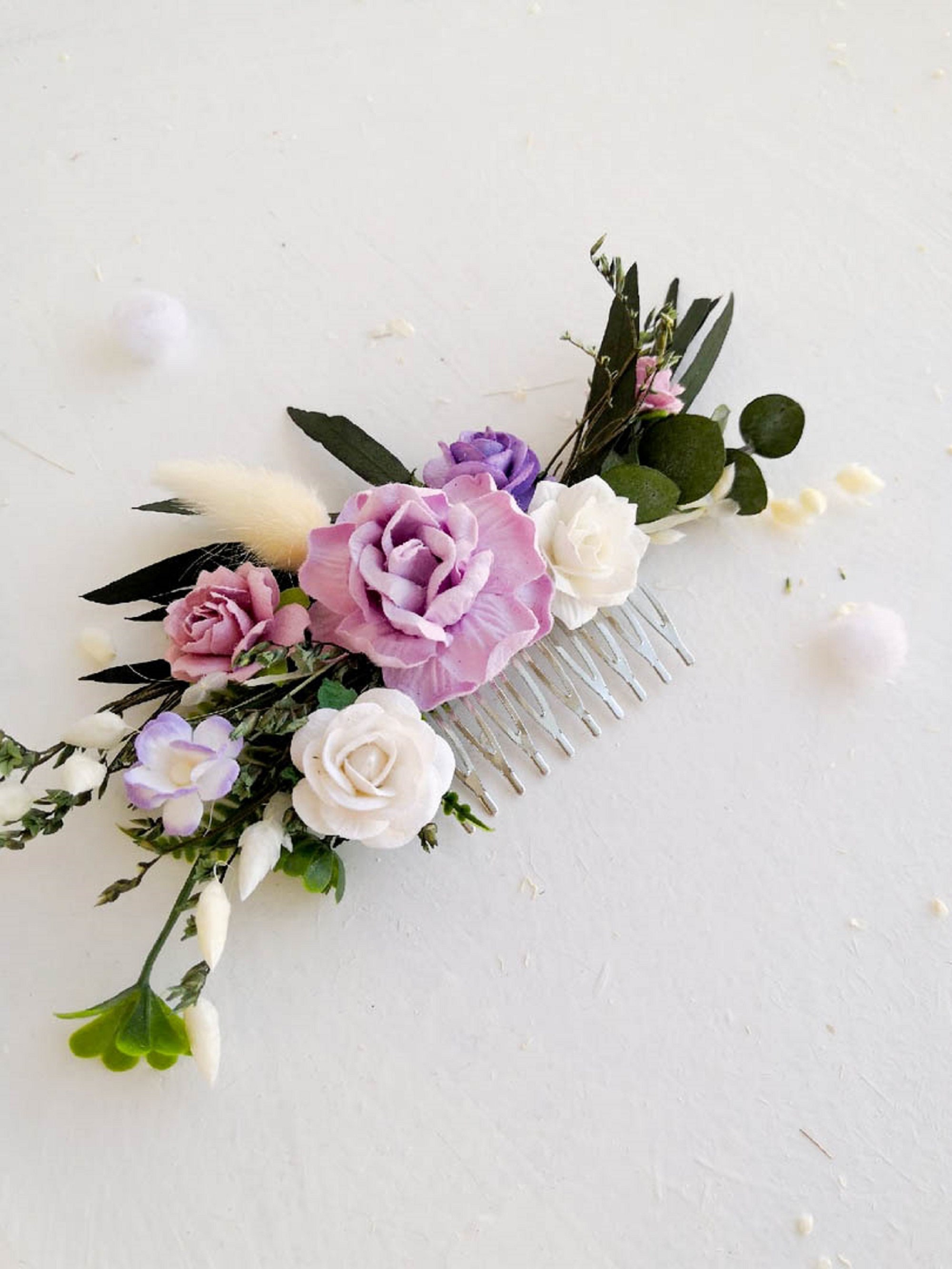 Flower hair comb Lilac hair piece Bridal hair comb Wedding Etsy