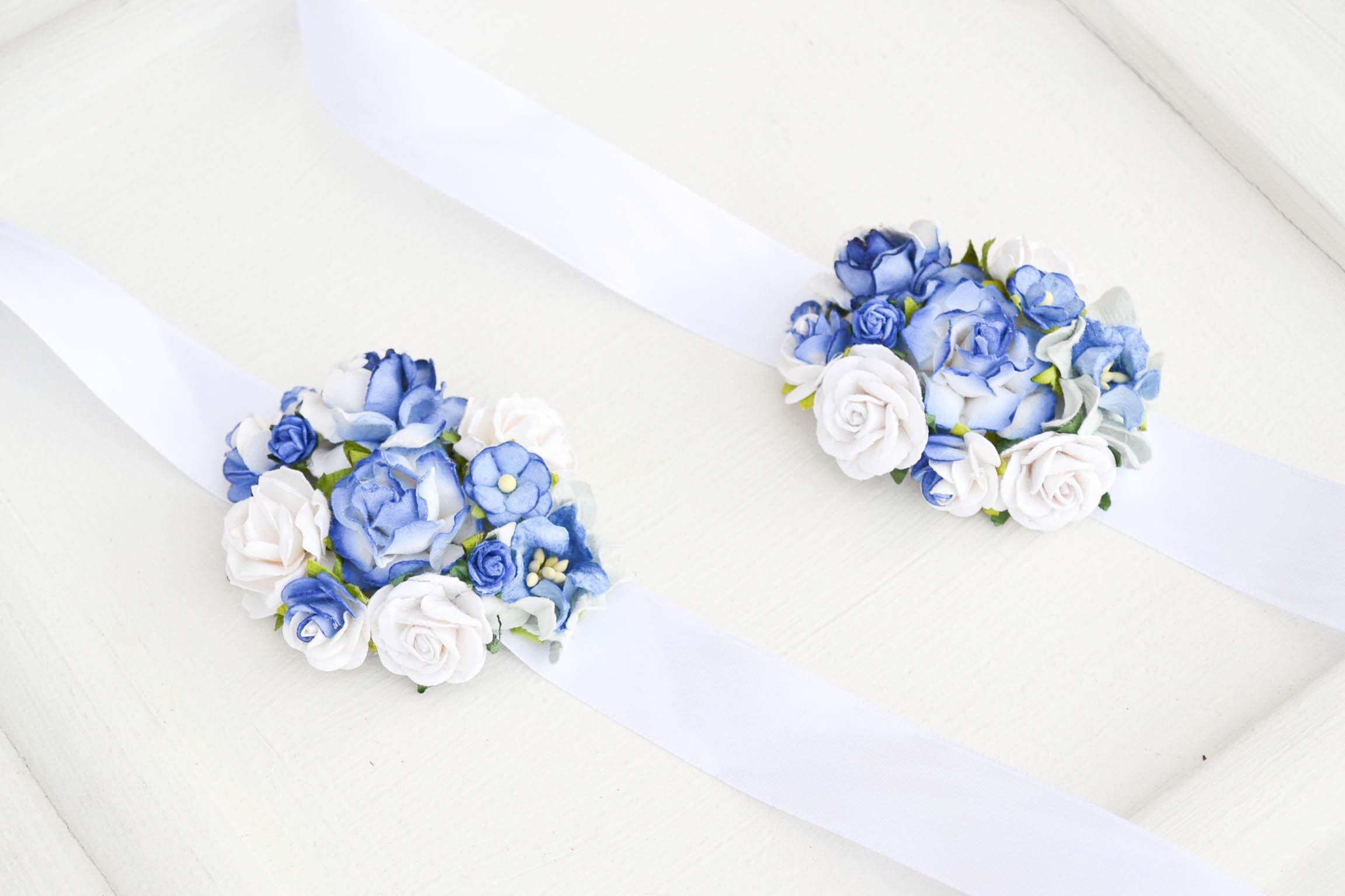 Blue Flower Wrist Corsage Blue Bridesmaid Corsage Wedding | Etsy