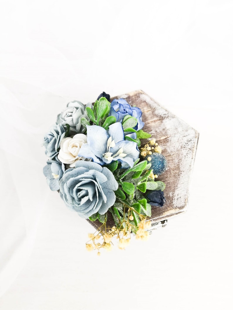 Rustic ring bearer Blue Wedding ring box Engagement ring box Wooden ring box Wedding Wedding ring holder Rustic ring box Proposal box