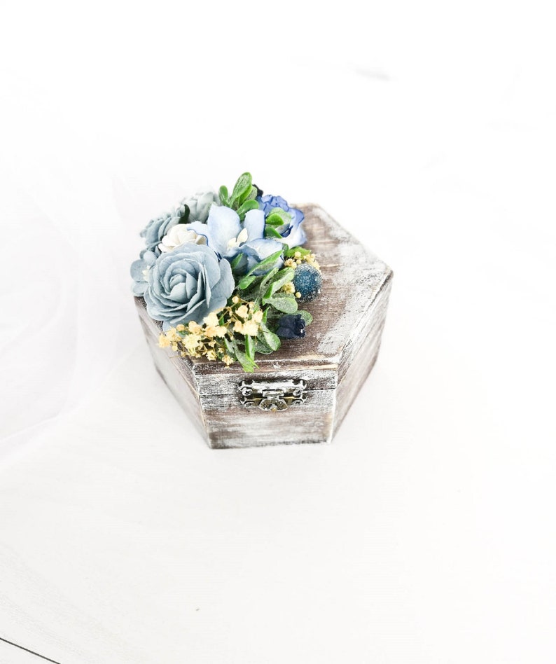 Rustic ring bearer Blue Wedding ring box Engagement ring box Wooden ring box Wedding Wedding ring holder Rustic ring box Proposal box