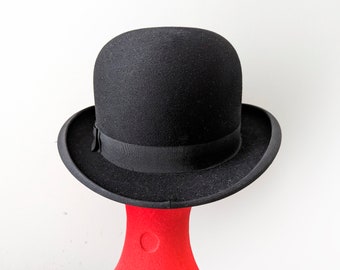 Black, vintage bowler hat, Derby hat, SUPERB, unisex, size S/M