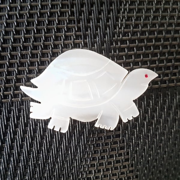 Broche drôle de tortue en nacre