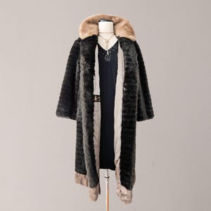 Manteau Vintage En Fausse Fourrure Beige Années 60 - Taille 44 - Occasion Très Bon état