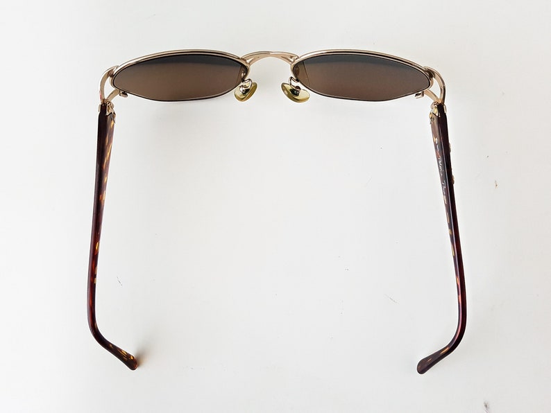 PALOMA PICASSO Vintage Eye Glass Frame 717 40 57 18 with X Detail, brown/honey temple & gold tone frame image 9