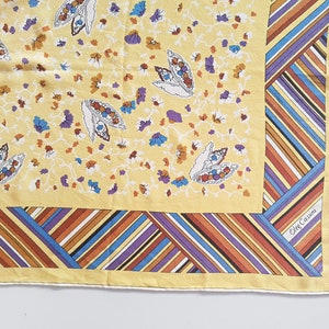 Yellow Oleg Cassini silk scarf patterned with rolled edges image 6