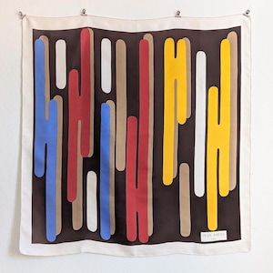 Vintage Jean Patou silk scarf in white and blue