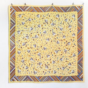 Yellow Oleg Cassini silk scarf patterned with rolled edges image 5