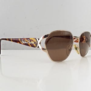 PALOMA PICASSO Vintage Eye Glass Frame 717 40 57 18 with X Detail, brown/honey temple & gold tone frame image 1