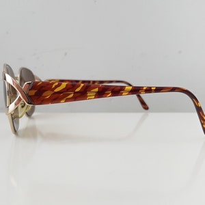 PALOMA PICASSO Vintage Eye Glass Frame 717 40 57 18 with X Detail, brown/honey temple & gold tone frame image 6