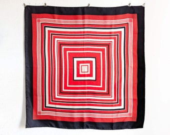 Large striped vintage silk scarf, three-colored from Switzerland: Rudolf Brauchbar