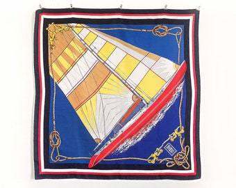 Foulard en soie grand fantastique avec motif de voilier de Daks DD Squadron